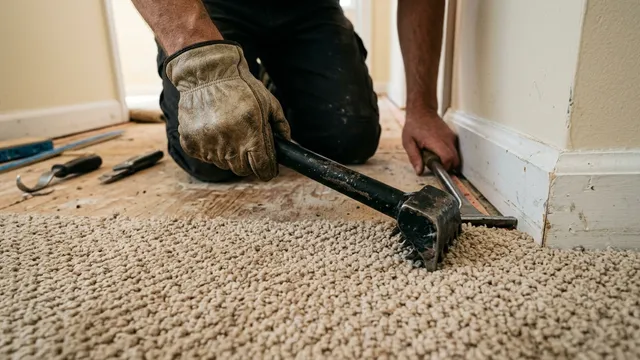Textured pattern residential carpet installation in a Portland home