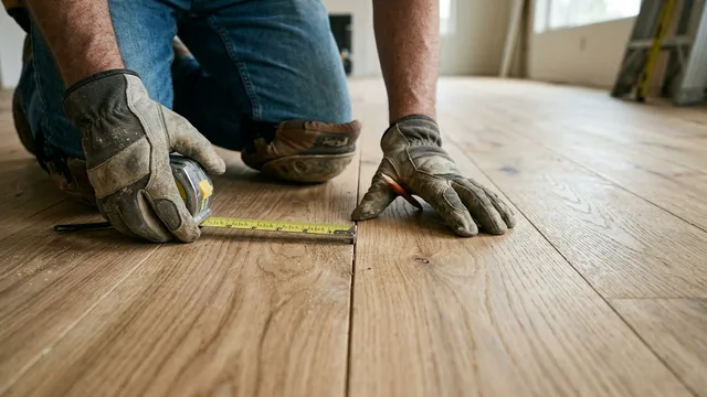 Craftsman refinishing hardwood floors in a Lake Oswego residence