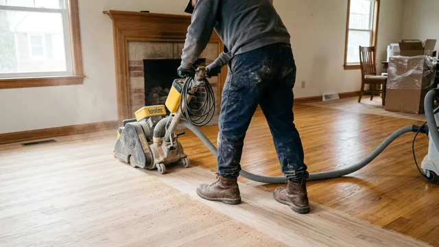 Dustless hardwood sanding and refinishing process in a Wilsonville home