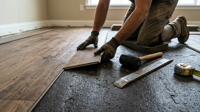 Waterproof Luxury Vinyl Plank flooring installed in a West Linn open concept kitchen